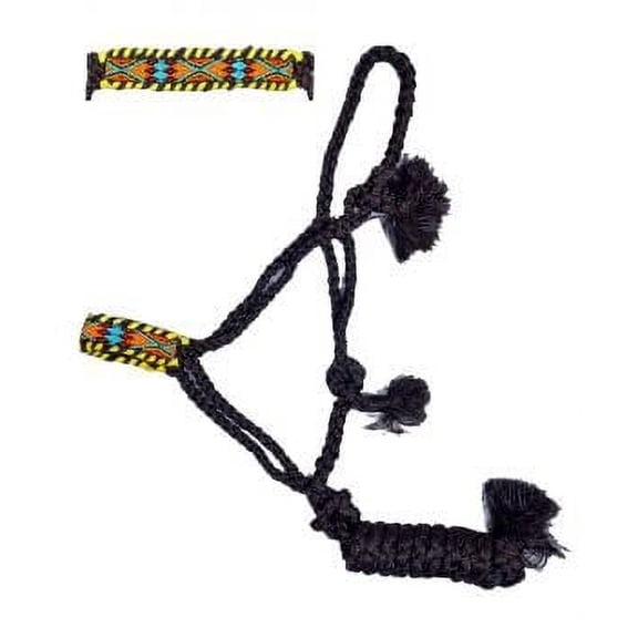 Showman Brown Nylon Mule Tape Halter w/ Bright Southwest Beaded Design