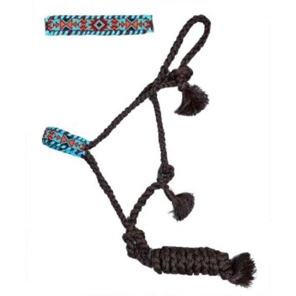 Showman Brown Nylon Mule Tape Halter w/ Southwest Beaded Design