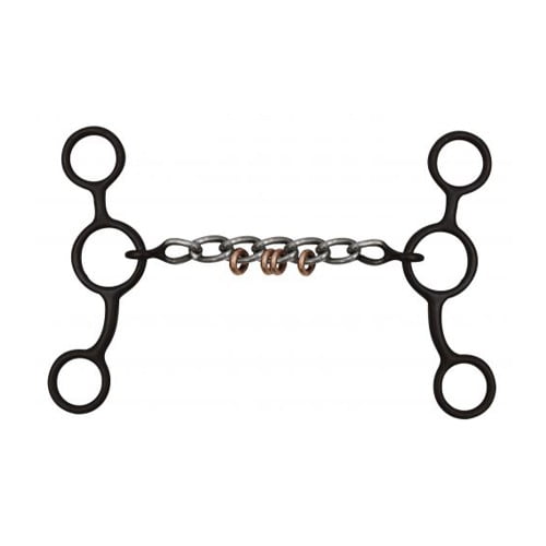 Showman Brown Steel Short Shank Dog Bone Bit w/ Copper Rings