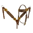 thumbnail image 1 of Showman Cheetah Inlay Headstall & Breast Collar Set w/ Sunflower Accents, 1 of 2