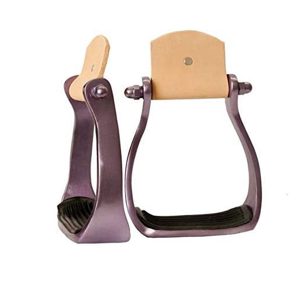 Showman Color Coated Lightweight Aluminum Western Stirrups w/ Rubber Tread (Purple)