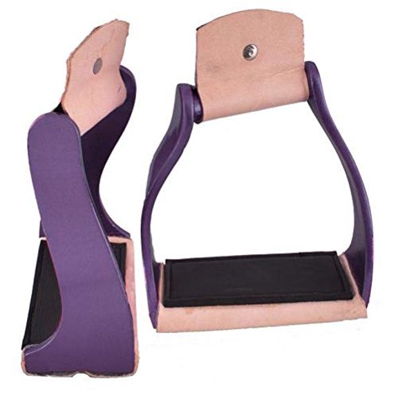 Showman Color Coated Lightweight Twisted Angled Aluminum Stirrups (Purple)
