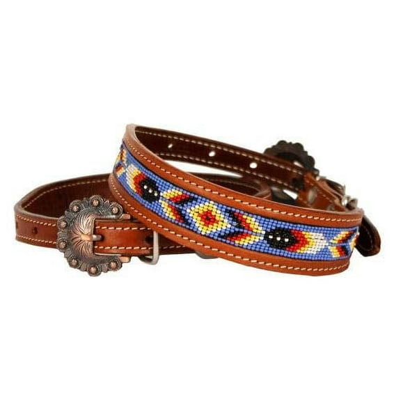 Showman Couture Beaded Inlay Leather Dog Collar (Medium)