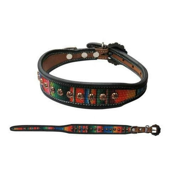 Showman Couture Embroidered Serape Design Leather Dog Collar (Large(19"-24"))