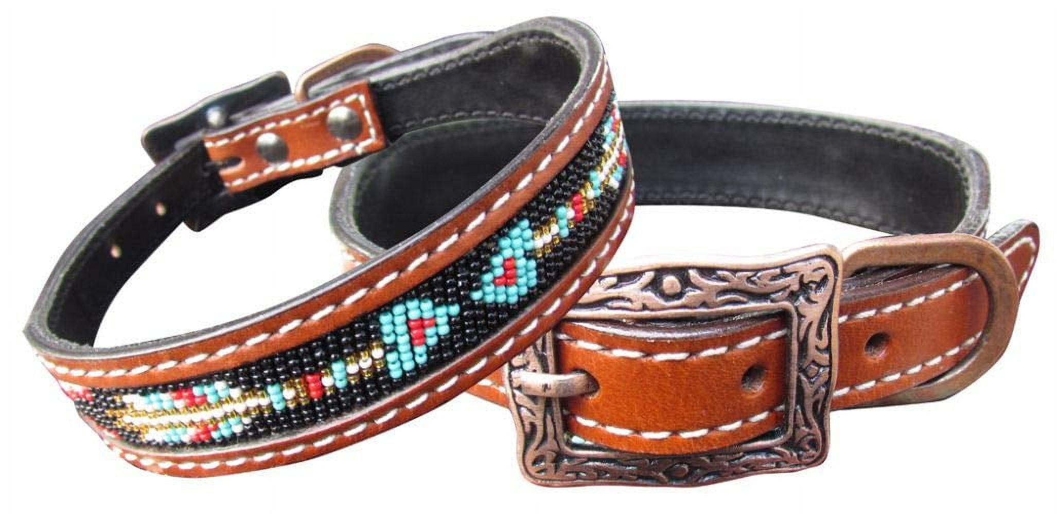 Showman Couture Genuine Leather Dog Collar w/ Beaded Arrow Inlay (Small ...