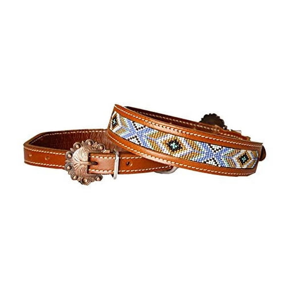 Showman Couture Genuine Leather Dog Collar w/ Beaded Inlay (Medium)