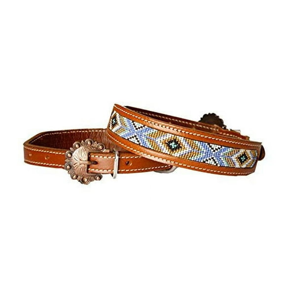 Showman Couture Genuine Leather Dog Collar w/ Beaded Inlay (Small)
