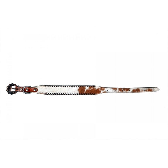 Showman Couture Hair-On Cowhide Leather Dog Collar w/ Rawhide Lacing (Large)