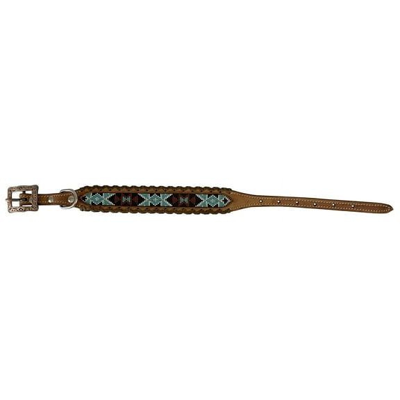 Showman Couture Medium Leather Dog Collar w/ Beaded Inlay (Small)