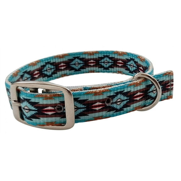 Showman Couture Teal Southwest Design Nylon Dog Collar (Small)