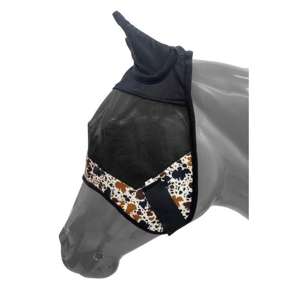 Showman Cow Print Fly Mask w/ Ears (Large)