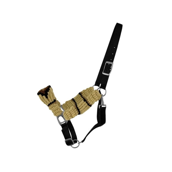 Showman Cream Mohair Wool Bronc Halter w/ Brown Southwest Design
