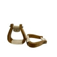 thumbnail image 1 of Showman Curved Wooden Stirrups w/ 2" Leather Tread, 1 of 1