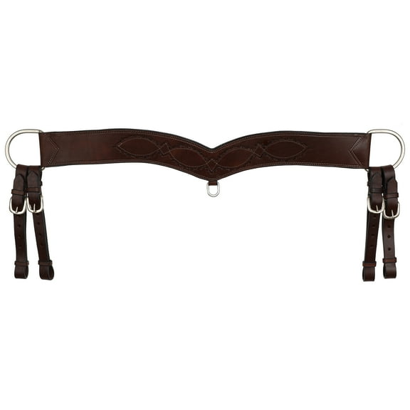 Showman Dark Argentina Cow Leather Barbwire Tooled Tripping Collar