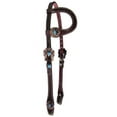 thumbnail image 1 of Showman Dark Brown Argentina Cow Leather Single Ear Headstall w/ Arrow Tooling & Turquoise Stones, 1 of 1