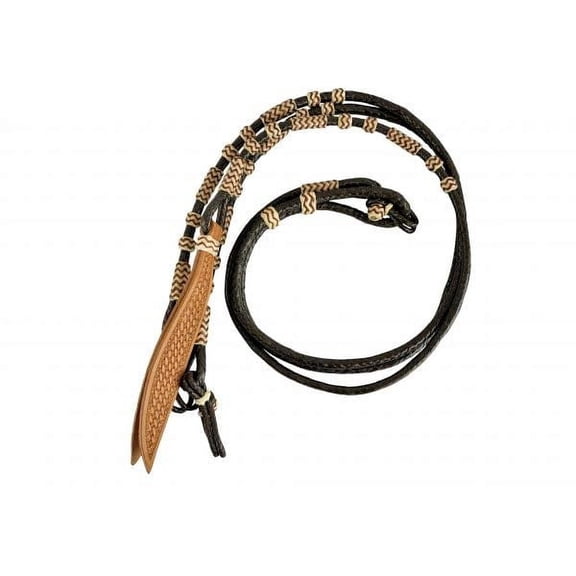 Showman Dark Brown Braided Rawhide Romal Reins w/ Leather Popper