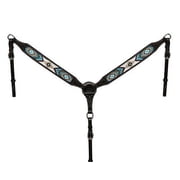 Showman Dark Brown Argentina Cow Leather Breast Collar w/ Beaded Inlay