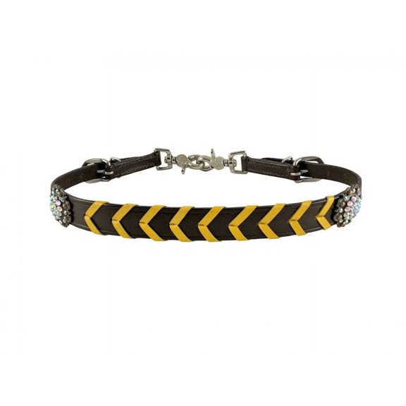 Showman Dark Leather Wither Strap w/ Color Rawhide Lacing (Yellow)