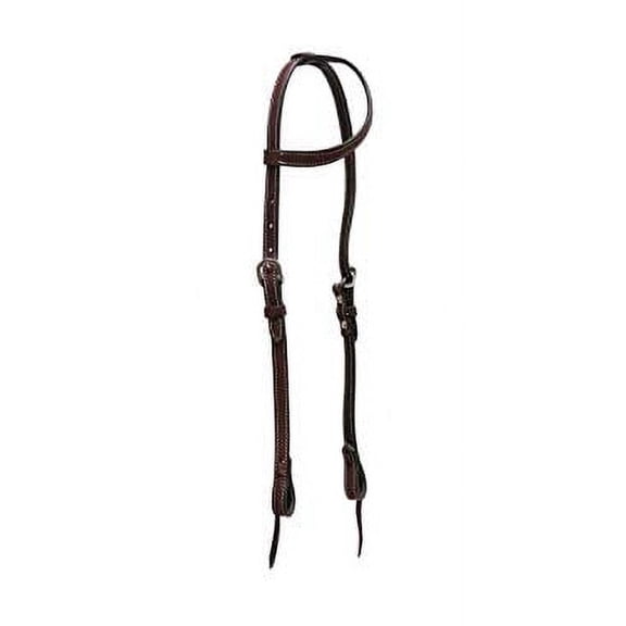 Showman Double Stitched Leather Single Ear Headstall w/ Tie On Bit Loops