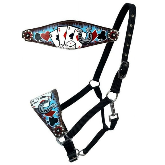 Showman Electric Aces Black Nylon Bronc Halter