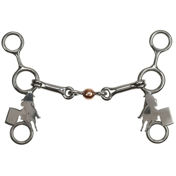Showman Fast Turns Stainless Steel JR Cowhorse Bit w/ Dog Bone & Copper Roller
