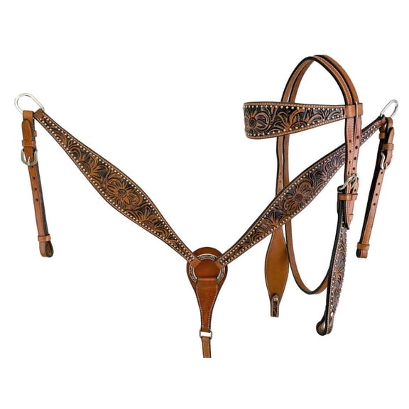 Showman Floral Browband Bridle and Breast Collar Set