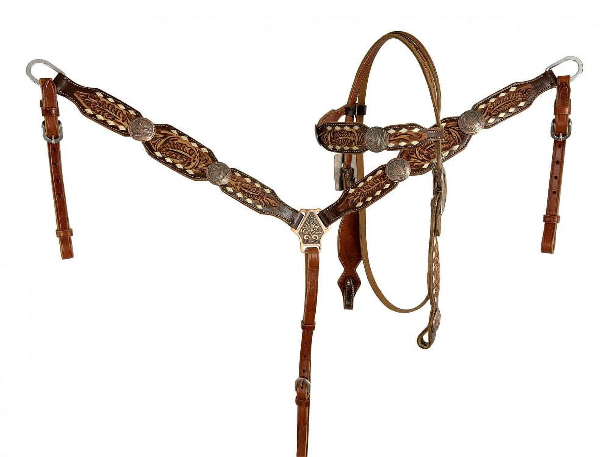 Set Poggiatesta E Collare Showman In Pelle: Design Unico Croce E Sud-Ovest Con Perline