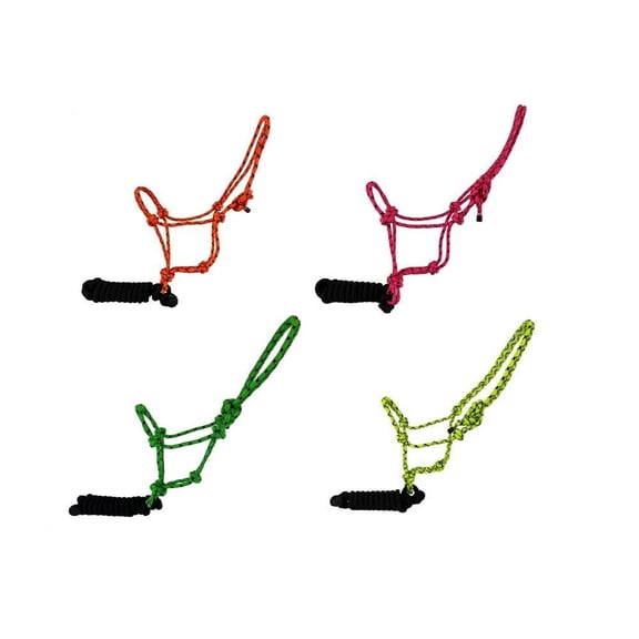 Showman Fluorescent Speckled Cowboy Knot Halter w/ Removable Lead (Lime Green)