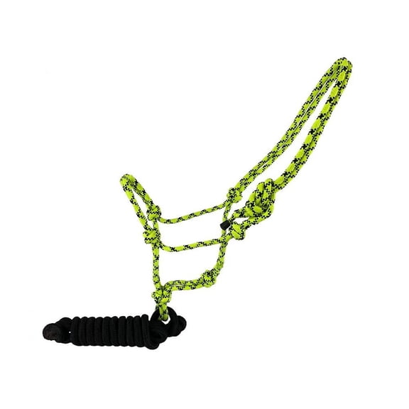 Showman Fluorescent Speckled Cowboy Knot Halter w/ Removable Lead  (Yellow)