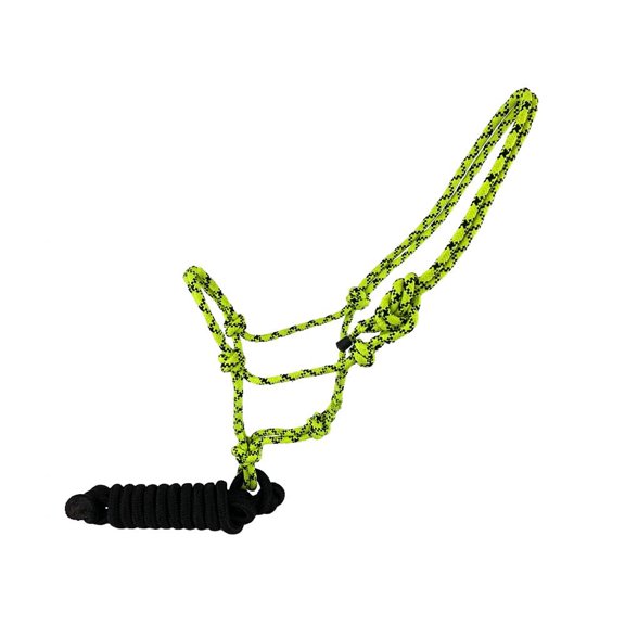 Showman Fluorescent Speckled Cowboy Knot Halter w/ Removable Lead (Yellow)