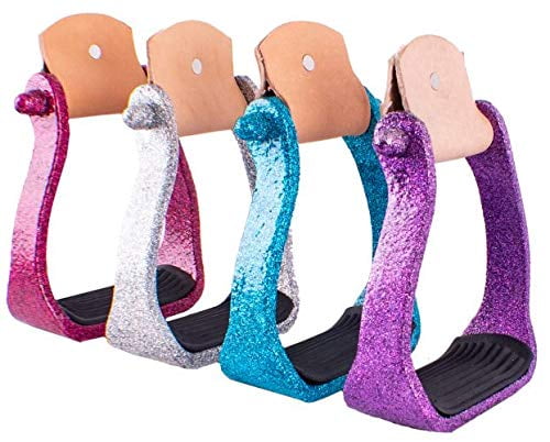 Showman ® Polished aluminum stirrup with hot pink and black navajo beaded overlay. main image 0