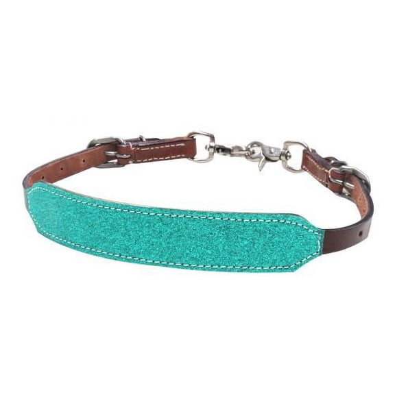 Showman Glitter Overlay Leather Wither Strap (Teal)
