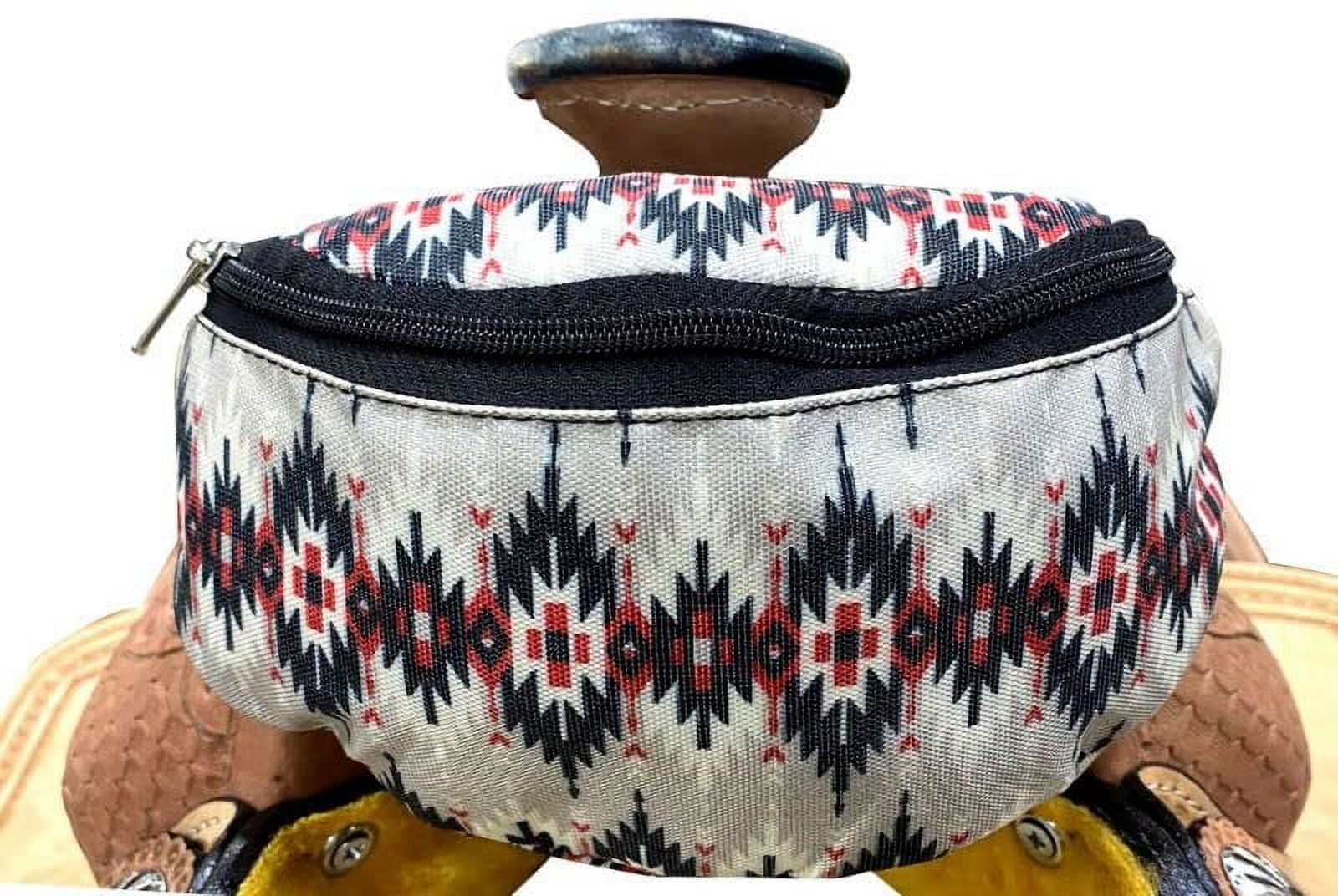 Showman Bright Aztec Print Insulated Nylon Saddle Pouch Bag