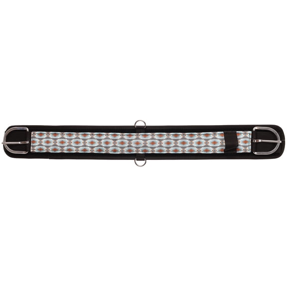 Showman Gray Blue Aztec Print Neoprene Girth w/ Stick & Peel (30")