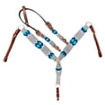 thumbnail image 1 of Showman Gray & Blue Corded Single Ear Headstall & Breast Collar Set, 1 of 4