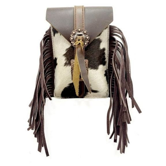 Showman Hair-On Cowhide Rear Cinch Saddle Bag