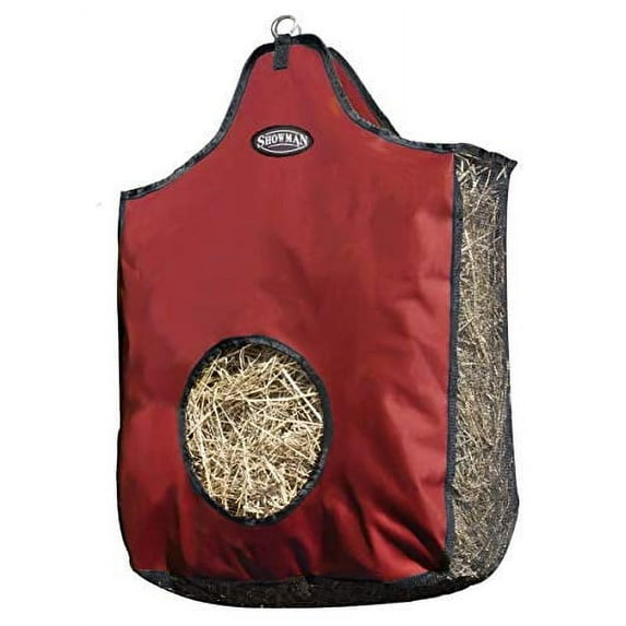 Showman Heavy Denier Nylon Hay Bag w/ Mesh Sides (Red)