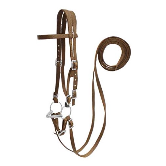 Showman Horse Size Nylon Headstall w/ Snaffle Bit