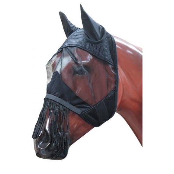 Showman Jersey Mesh Fly Mask w/ Lycra Ears & Fringe Nose (Medium)