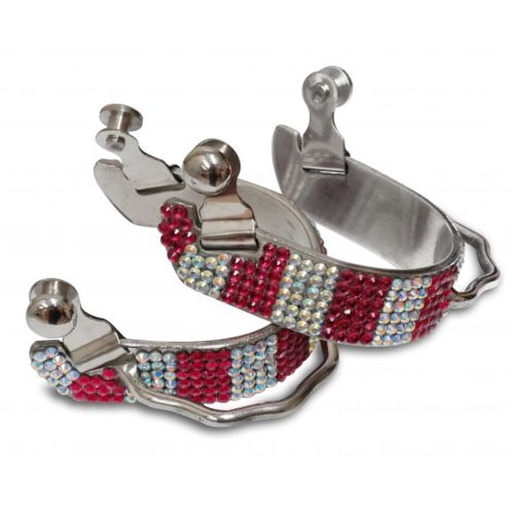 Showman Ladies Crystal Rhinestone Bumper Spurs (Pink)