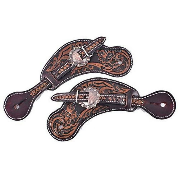 Showman Ladies Floral Tooled Spur Straps