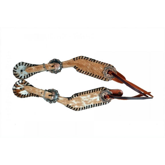 Showman Ladies Leather Hair-On Cowhide Spur Straps