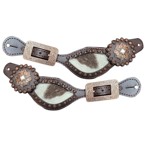 Showman Ladies Leather Spur Straps w/ Hair-On Cowhide Inlay