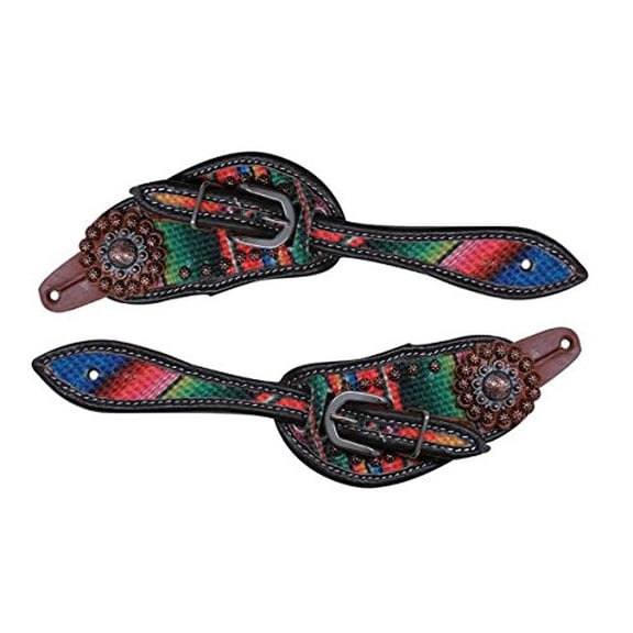 Showman Ladies Serape Print Chocolate Brown Leather Spur Straps