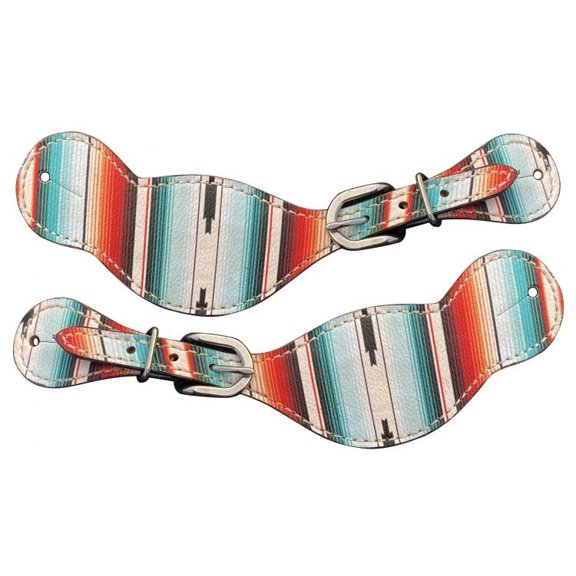 Showman Ladies Southwest Print Leather Spur Straps