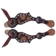 thumbnail image 1 of Showman Ladies Sunflower Tooled Spur Straps w/ Buckstitch Trim, 1 of 1