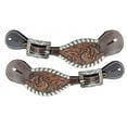 thumbnail image 1 of Showman Ladies Two-Tone Floral Tooled Spur Straps w/ Rawhide Lacing, 1 of 1