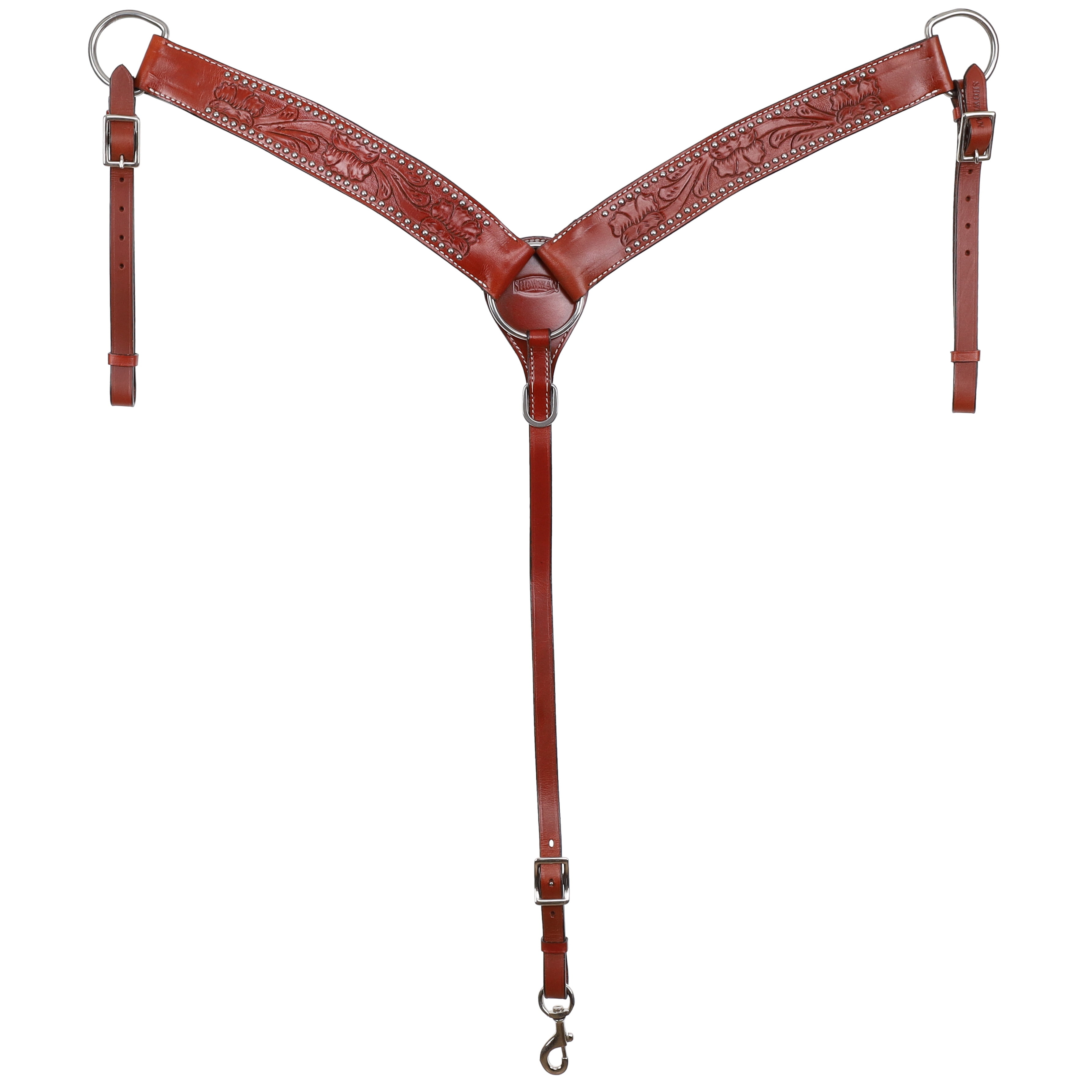 Showman Leather Breast Collar W/ Floral & Basketweave Tooling