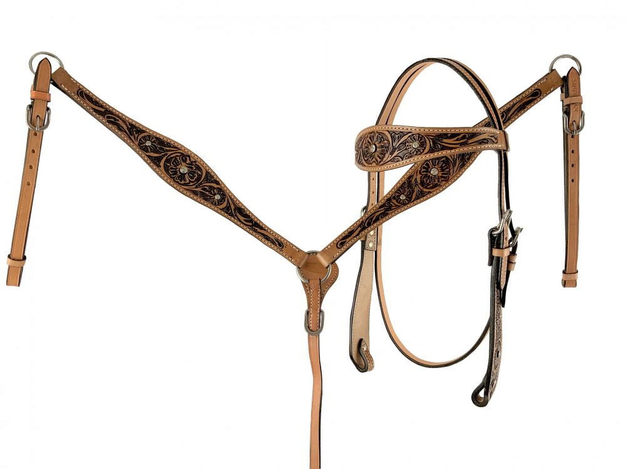 NEW! Showman  ® Medium Leather Browband headstall and breastcollar set
