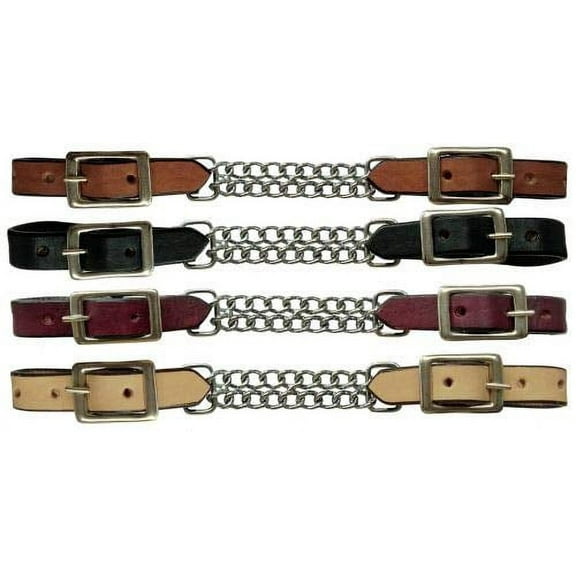 Showman Leather Curb Strap w/ Double Chain